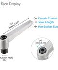 Clamping Lever Handles With M8 Female Thread 72mm Lever Length 4mm Hex Socket Adjustable Quick Release Locking Rotating Knobs Silver Tone