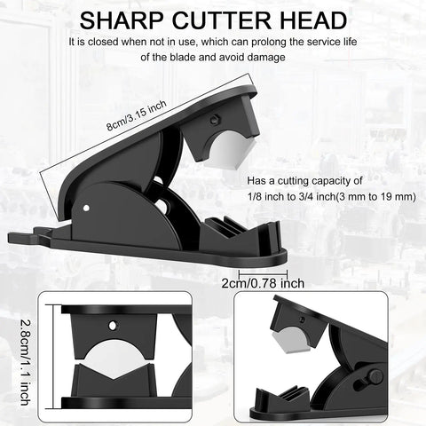 PTFE Tube Cutter Kit For Nylon PU And PVC Tubing Up To Three Quarters Inch OD Durable Plastic Body With Replaceable 304