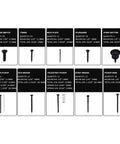 Heavy Duty 254 Piece Guitar Screw Kit With All Stainless Steel Fasteners For Strat Tele And Gibson Axe showing various screw types and specifications.