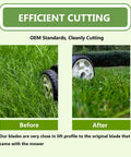 Efficient cutting before and after comparison using Heavy Duty 52 Inch Lawn Mower Blades Replacement Replaces OEM 04771200.