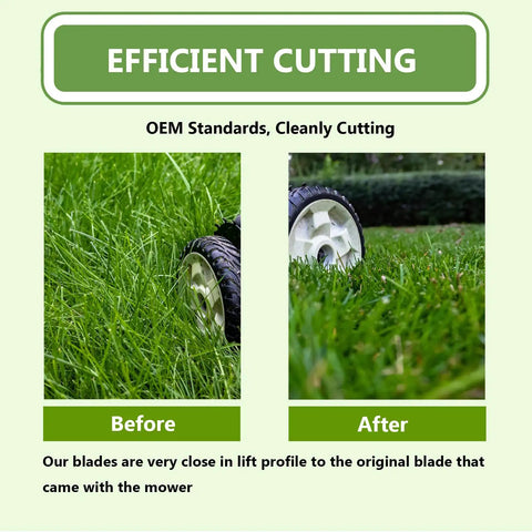 Efficient cutting before and after comparison using Heavy Duty 52 Inch Lawn Mower Blades Replacement Replaces OEM 04771200.