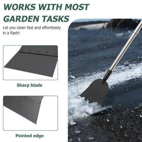 Beast Of A Floor Scraper Garden Shovel With 82 Inch Adjustable Handle scraping ice on driveway