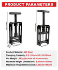 Emergency Water Shut Off Tool for 0.2 to 1.5 Inch Pipes - Manual Clamp with 45# Steel, dimensions and specifications shown