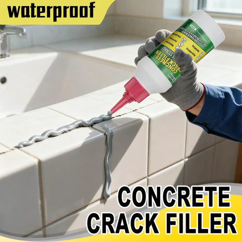 Heavy Hitter Concrete Crack Filler Water Based Sealer applied to a tile crack, showing its gray sealant and ease of use.