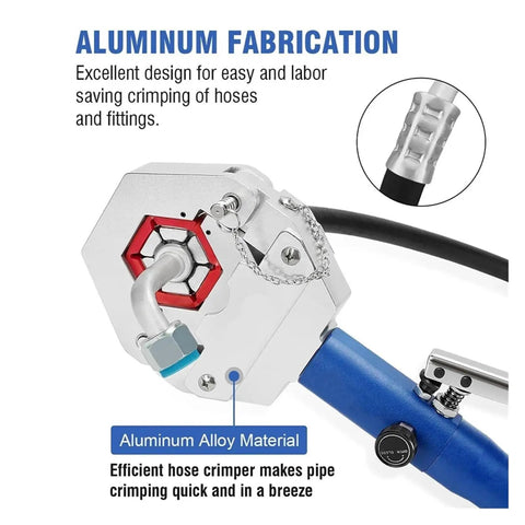 Heavy Duty Hydraulic Crimping Tool And Hose Crimping Machine Portable Power Tool For AC Pipe Die Sets Size 6 To 12 Inch showing aluminum alloy design.