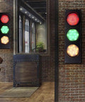 Remote Control Traffic Light Wall Lamp Triple Light 19 Inch Tall Industrial Retro Dope Sconce LED Bulbs Included Black Finish