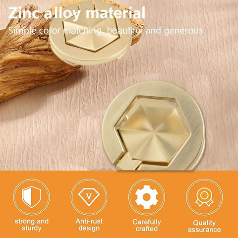 Hexagon Pocket Door And Drawer Handles Set Of 4 Flush Ring Pulls In Zinc Alloy Gold Finish Hidden Concealed Hardware