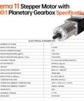 100 To 1 Beefy Geared Nema 11 Stepper Motor With Integrated Planetary Gearbox Specifications Chart