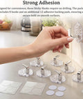 Installing Pack Of 8 Hexagonal Water Ripple Self Adhesive Wall Hooks Silver No Drill Heavy Duty Storage Snag Your Gear Simple Peel Mount.