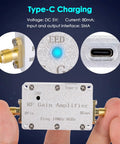 Ultra Wideband RF Amplifier 10MHz To 6GHz LNA With 40dB Gain And SMA Female Connector, Type-C Charging, LED Indicator