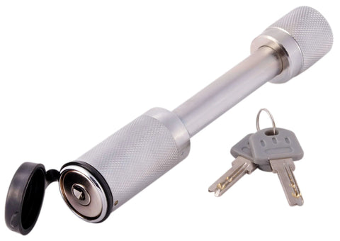 Heavy Duty Trailer Hitch Lock 5 By 8 Inch Receiver Pin With Two Keys Chrome Finish, Locking Hitch Pin for cars, trucks and trailers