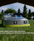 Smart Self Propelled Lawn Mower With App Control, 1500W Power, 3D TOF Obstacle Avoidance on grassy lawn under trees