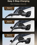 Easy 3-step charging process for Plug And Play Tesla To J1772 Charging Adapter With Solid 80 Amp Build for EVs.
