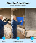 Man using 4 Pack 24x24 Concrete Stamping Mats Set With Realistic Slate Texture Durable Polyurethane Stamping Mats for walls