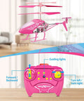 Pink RC Helicopter For Kids And Beginners 2.4GHz 3.5 Channel Indoor Flight Toy with LED lights and remote control details