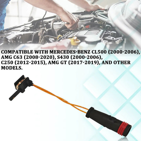 Mechanic working on engine with Mercedes-Benz Brake Pad Wear Sensor Front And Rear Kit For W211 W220 E Class CLK Models shown