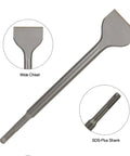 Durable SDS Plus 4 Piece Chisel Set For Hammer Drills With Thinset Scraping Bit Three Inch By Ten Inch Wide Chisel