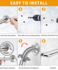 Installation guide for Heavy Duty 24 Inch Brushed Nickel Grab Bars For Bathroom Safety, Solid One Piece Construction With Rust Resistant Finish And Effortless Install, Hella Sturdy Wall Mounted Hand Support, 2 Pack.