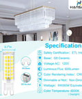 Specifications of Ten Pack G9 LED Bulbs 6W For Halogen Replacement 60W, Ultra Bright 6000K Daylight Glow, T4 Chandelier Lighting.