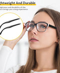 Woman wearing glasses with black DIY Glasses Temple Replacement Arms Kit With Screws, Washers, Screwdriver And Nose Pads TR90 Eyeglasses Repair Set