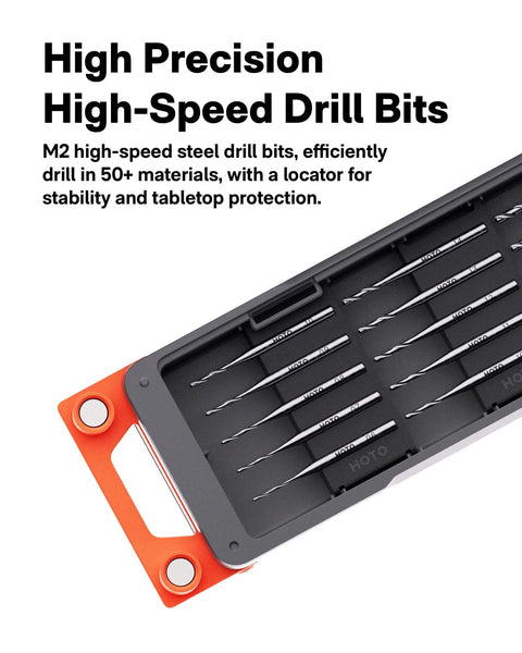 Case of M2 high-speed steel drill bits for Cordless Electric Mini Drill Pen For Jewelry Making And PCB Crafting Dope Pro Grade 3 Speed Precision Hand Drill With Brushless Motor Type C Rechargeable LED Ring Light Compact Desktop Power Tool With 20 Drill Bits.