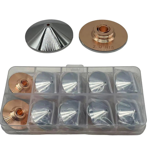 10Pcs Laser Cutting Nozzles, Double Chrome Plated, Heavy-Duty Copper Welding Nozzle for Raytools WSX Precitec Boci Laser Heads, 2mm Caliber, M14 H15, Pro Grade Fit