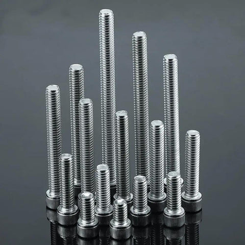 High Octane 1/4-20 X 1 Socket Head Cap Screws In Knockout 304 Stainless Steel showing various lengths and sizes.