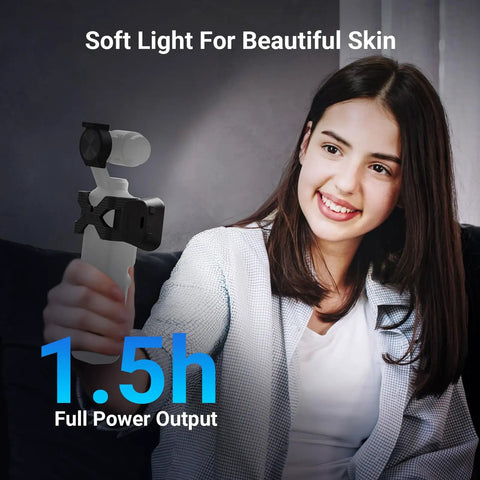 Magnetic LED Fill Light For DJI Osmo Pocket 3 Gimbal, Compact 1.3W Rechargeable Mini Light in use during vlogging session