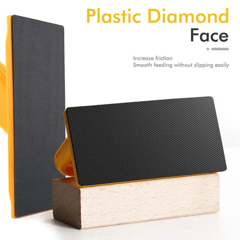 Two Pack Safety Push Blocks For Woodworking With Ergonomic Rounded And Angled Handles Pro Grade Grip For Router Table And Planer Heavy Duty ABS Plastic Featuring Diamond Texture Face