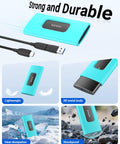 256GB External SSD Drive USB 3.1 Type C Portable Solid State Drive with all-metal body, showing lightweight and shockproof features