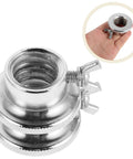 Close-up of Two Pack Dumbbell Lock Clamps Screw Collars For Weight Lifting, Heavy Duty Steel with knurled grip and hand illustration