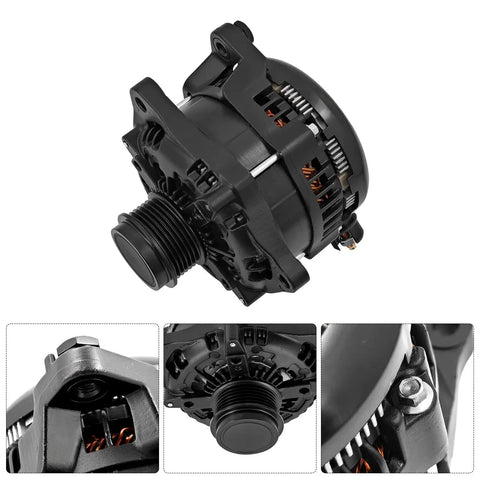 Heavy Duty 330 Amp High Output Alternator Fits Ford F150 Pickup With 5.0L And 3.3L Engines 2011 To 2020 close-up view of alternator design