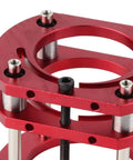 Close-up of Heavy Duty Aluminum Router Table Lifting Base With A Slick Four Jaw Clamping Mechanism for 64-66mm routers.