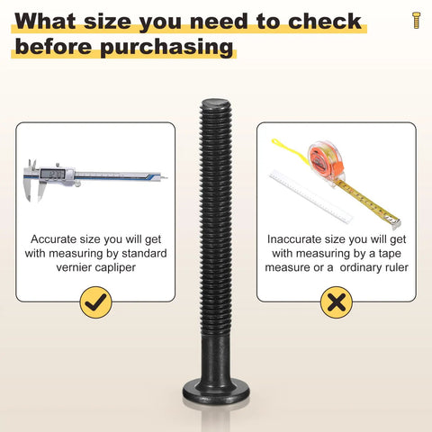Rock Solid Baby Crib Hardware Pack Featuring Hella Durable Barrel Nuts And Flat Head Screws For Pain Free Furniture Assembly M6 By 1x80 Millimeter Bolt measured with vernier caliper