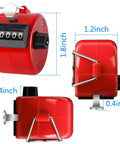 Slick 2 Pack Handheld Tally Clicker Counter 4 Digit Score Tracker Smooth Abs Build Tough Durability No Fuss Reset red counter side view