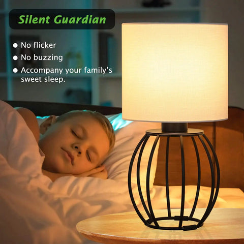 Two Modern Table Lamps For Bedroom Nightstand Dorm Or Office With White Fabric Shade And Black Metal Base Compact Desk Lamps Great For Reading Bulbs Not Included Ideal For Bedside Lighting Study Desks And Cozy Living Room Ambiance