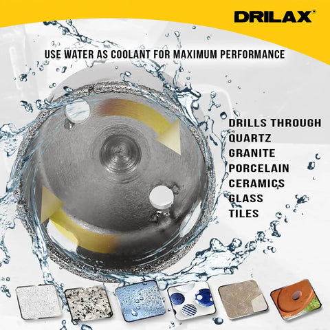 Image of 3 Inch Diamond Hole Saw Kit With Drill Guide for glass, tile, and granite cutting, highlighting its performance and materials.