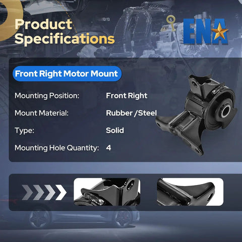 Front Right Engine Motor Mount For Honda Accord 1998 Through 2002 V6 3.0L Odyssey 99 Through 04 Acura CL And TL showing rubber and steel construction.