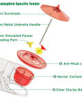 Window Mounted Hummingbird Feeder With Strong Suction Cups Bee Proof Ports Ant Moat And Dual Sun Shades components view.