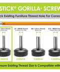 Heavy Duty Adjustable Furniture Levelers For Indoor And Outdoor Use Kick The Wobble Out Screw In Leg Glides with size guide