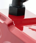 Close-up of Red Hawse Fairlead 1.5 Inch Thick Billet Aluminum For Synthetic Winch Rope with glossy finish and hardware mount