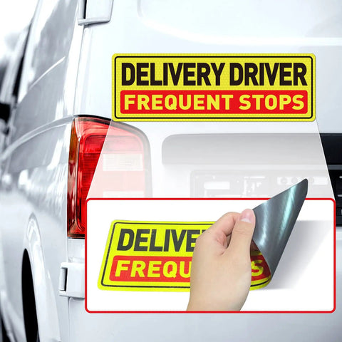 Delivery Driver Car Magnet 12 By 4 Inches Reflective Warning Sign For Vehicle And Truck Frequent Stops Magnetic Sticker on van
