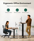 Large One Piece Standing Desk 48 By 24 With Electric Height Adjustment Sit Stand Workstation for Home Office, two people using desk