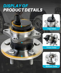 Display of Rear Wheel Bearing Hub Assembly 512403 for 2009-2019 Corolla and other models, showcasing top, front, and bottom views.
