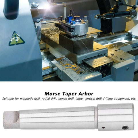 Morse Taper Arbor MT4-19.05mm steel drill adapter; shown installed on a drill/mill and as a separate sleeve.