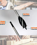 CORTOOL wood auger drill bit set with quick-change hex shank, 5 pieces in 1/2", 5/8", 3/4" and 1" sizes