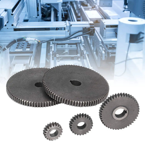 Pro Grade Mini Metal Lathe Gear Set Replacement Kit for T80 T45 T25 T20 Machines with gears on industrial background