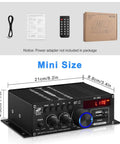 Beefy Bluetooth 5.0 HiFi Stereo Amplifier With 400W And 400W Peak Power 2.0 Channel Receiver, remote, cables, and box