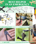 All In One 13 Piece Multi Tool Utility Key Kit with four way keys and spanner, shown with individual tools and usage examples