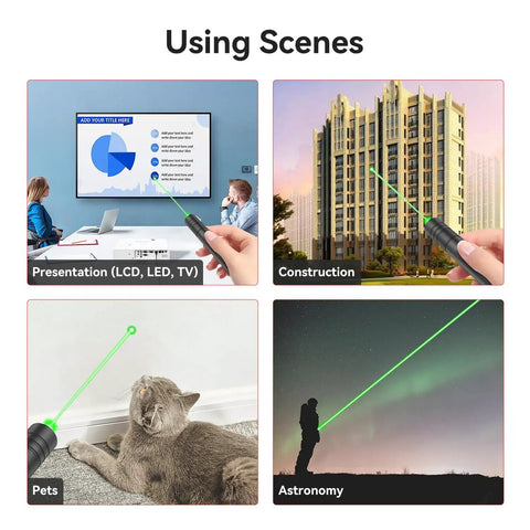 Rechargeable Green Laser Pointer High Power Beast Long Range Beam For TV LED LCD Screens Presentations Astronomy Use